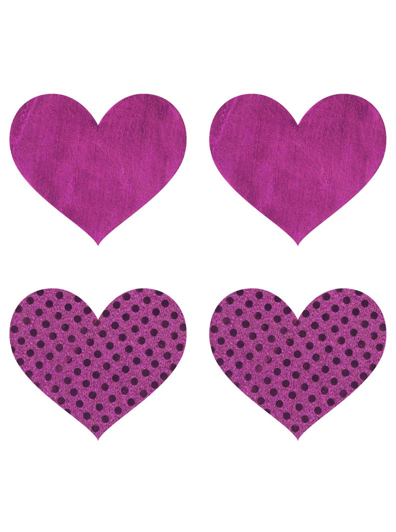 Pink Metallic Heart Pasties-Two Pair Set
